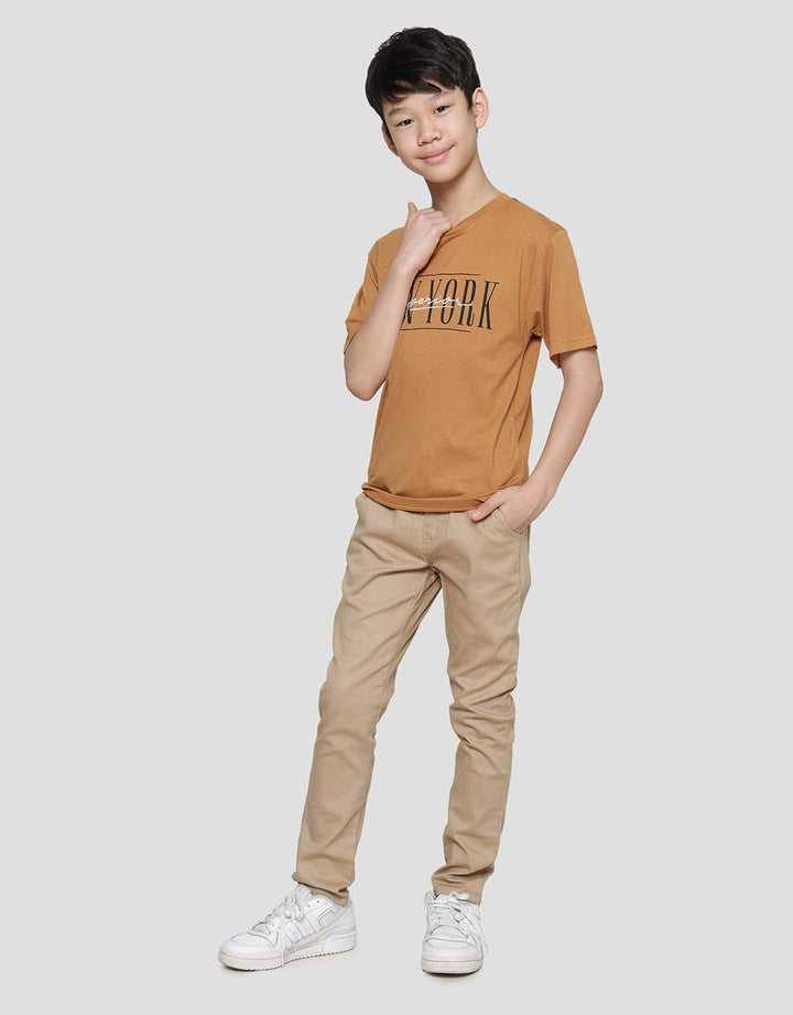 Nevada Katun Bamboo New York Bordir Superior Kaos Lengan Pendek Anak Laki-Laki