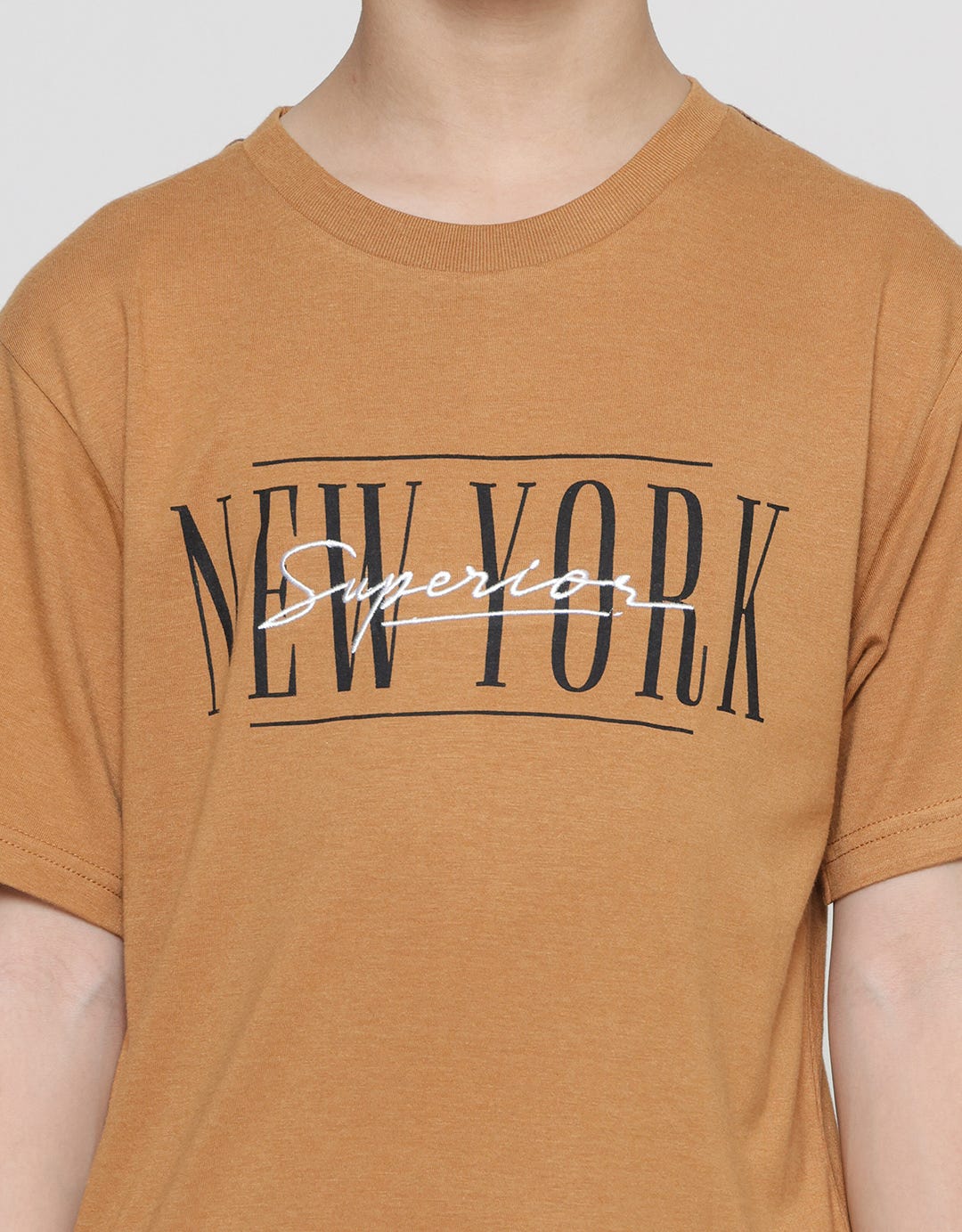 Nevada Katun Bamboo New York Bordir Superior Kaos Lengan Pendek Anak Laki-Laki
