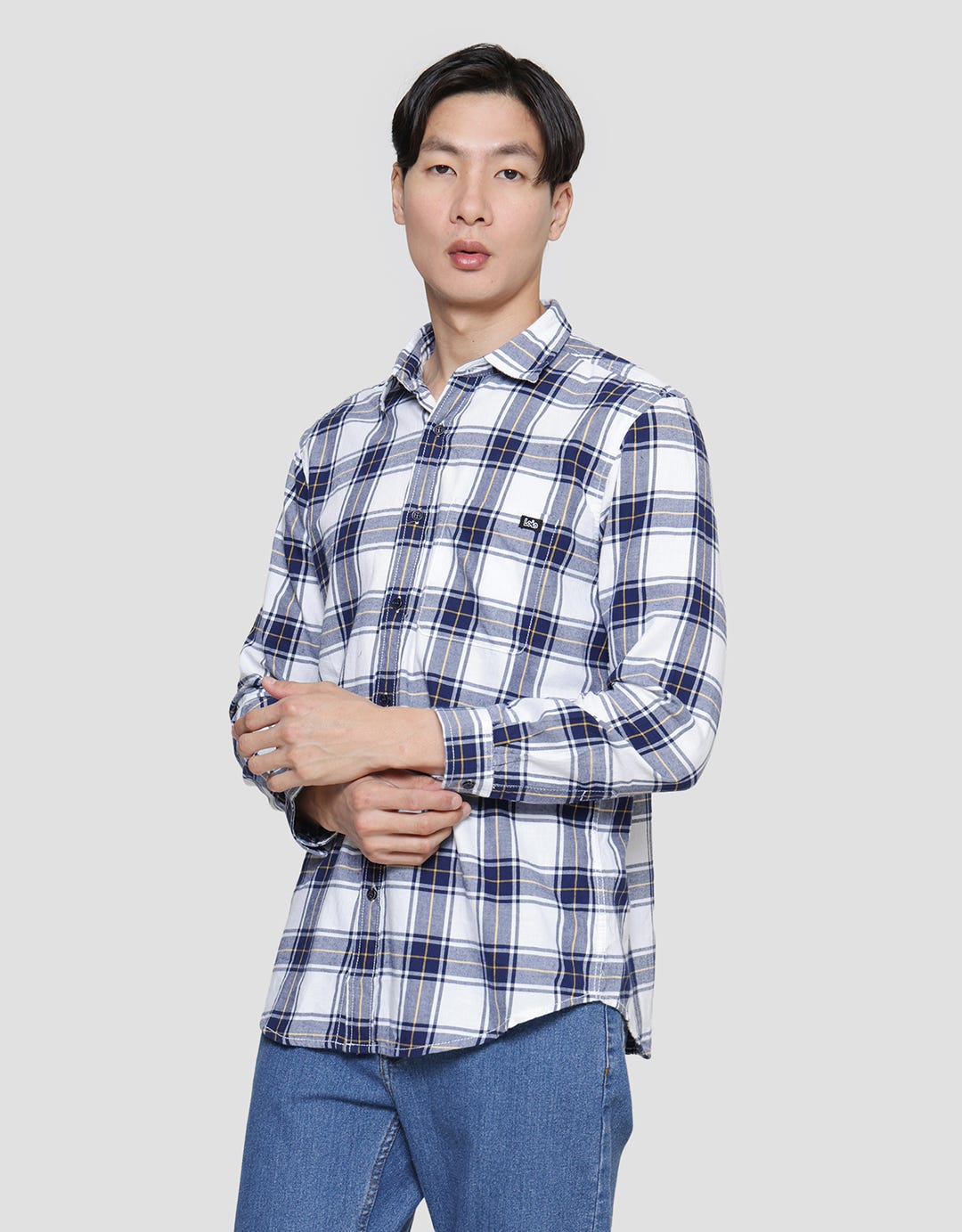 Lois Plaid Look Kemeja Lengan Panjang Pria