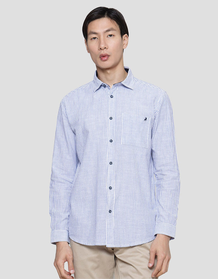 Lois Vertical Stripe Kemeja Lengan Panjang Pria