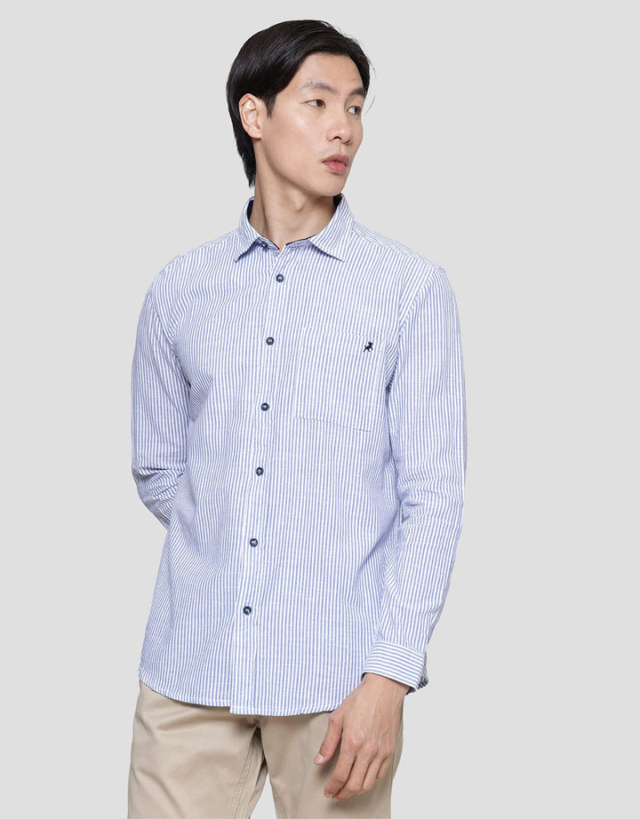 Lois Vertical Stripe Kemeja Lengan Panjang Pria