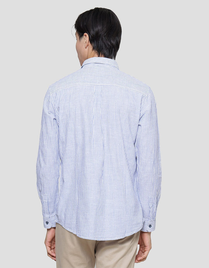 Lois Vertical Stripe Kemeja Lengan Panjang Pria