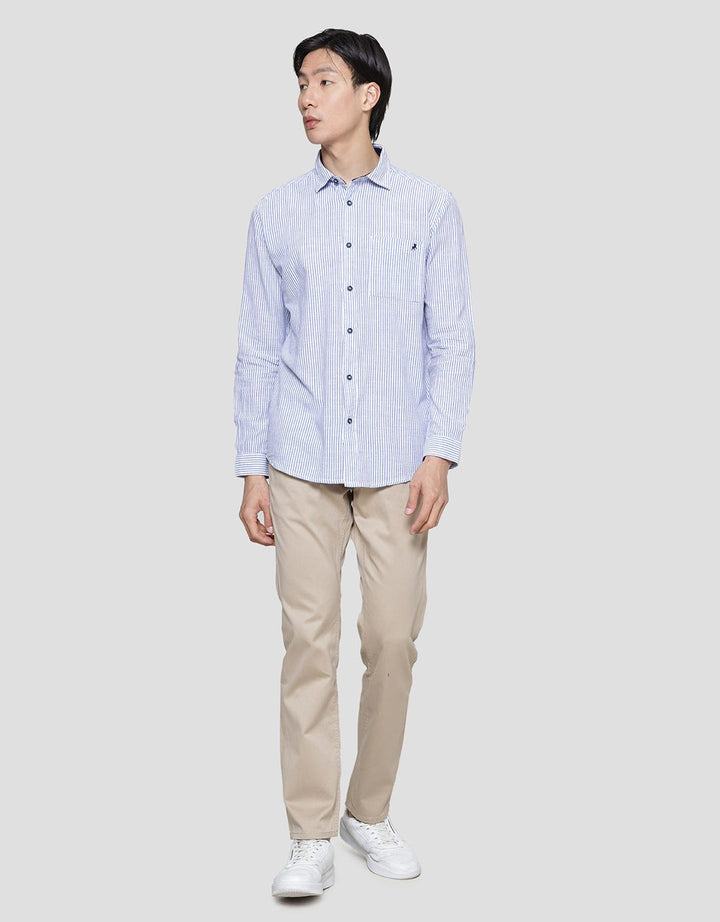 Lois Vertical Stripe Kemeja Lengan Panjang Pria