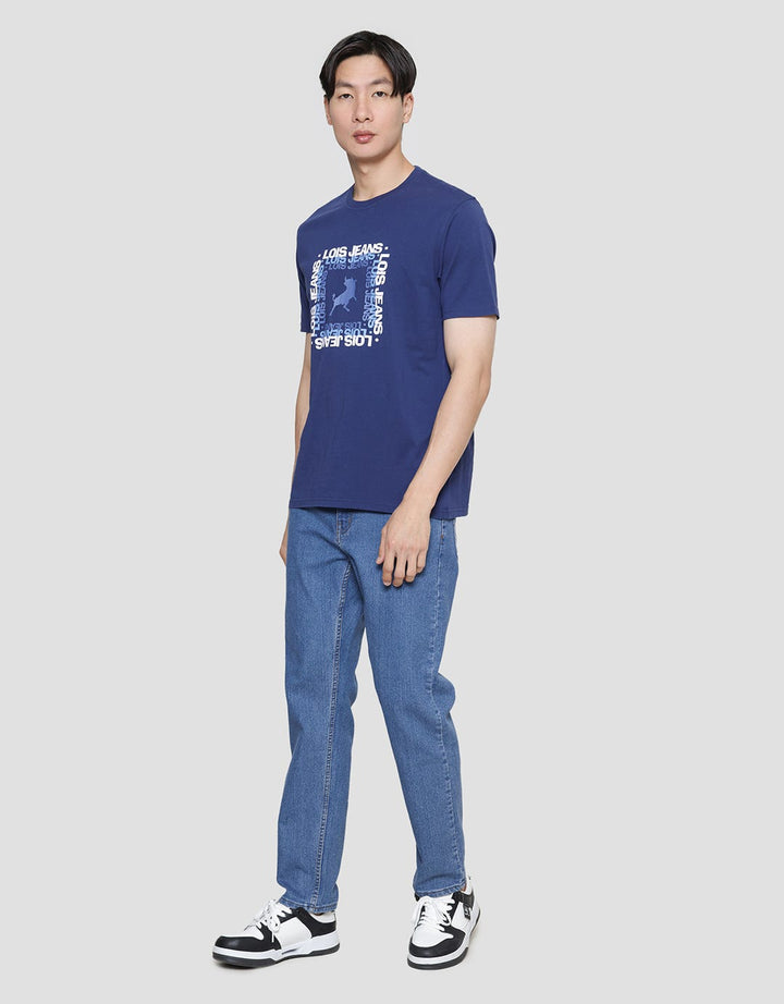 Lois Wording Print Brand Kaos Lengan Pendek Pria