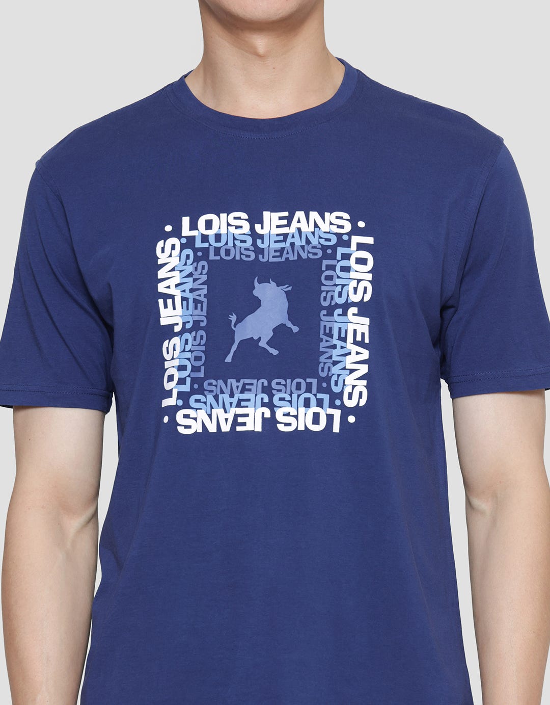 Lois Wording Print Brand Kaos Lengan Pendek Pria