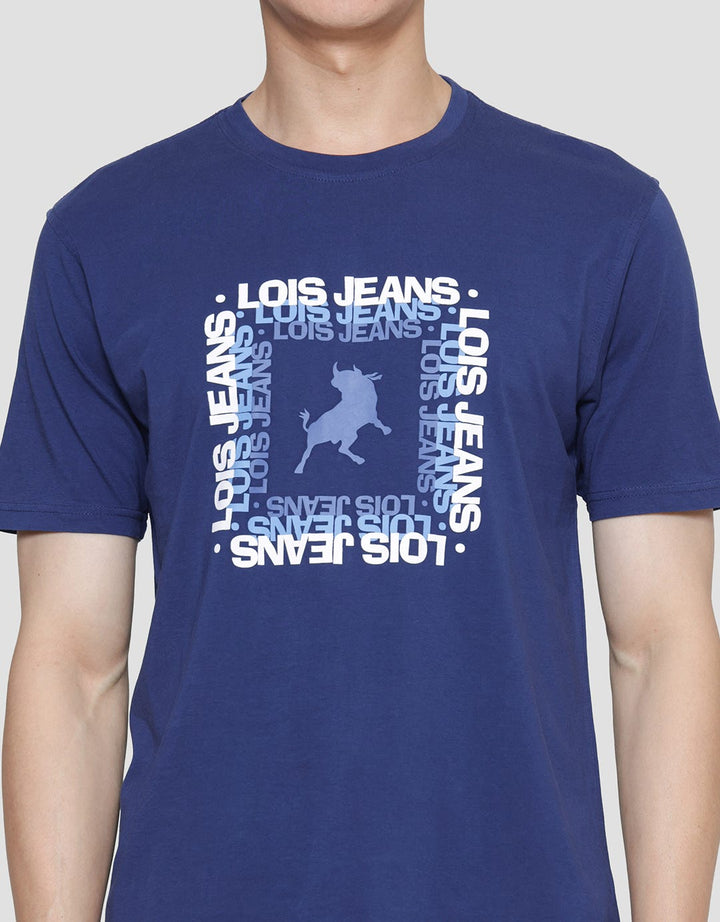 Lois Wording Print Brand Kaos Lengan Pendek Pria