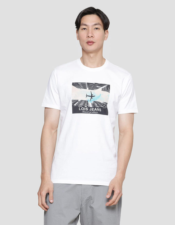 Lois Plane Print Kaos Lengan Pendek Pria