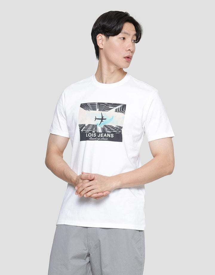 Lois Plane Print Kaos Lengan Pendek Pria