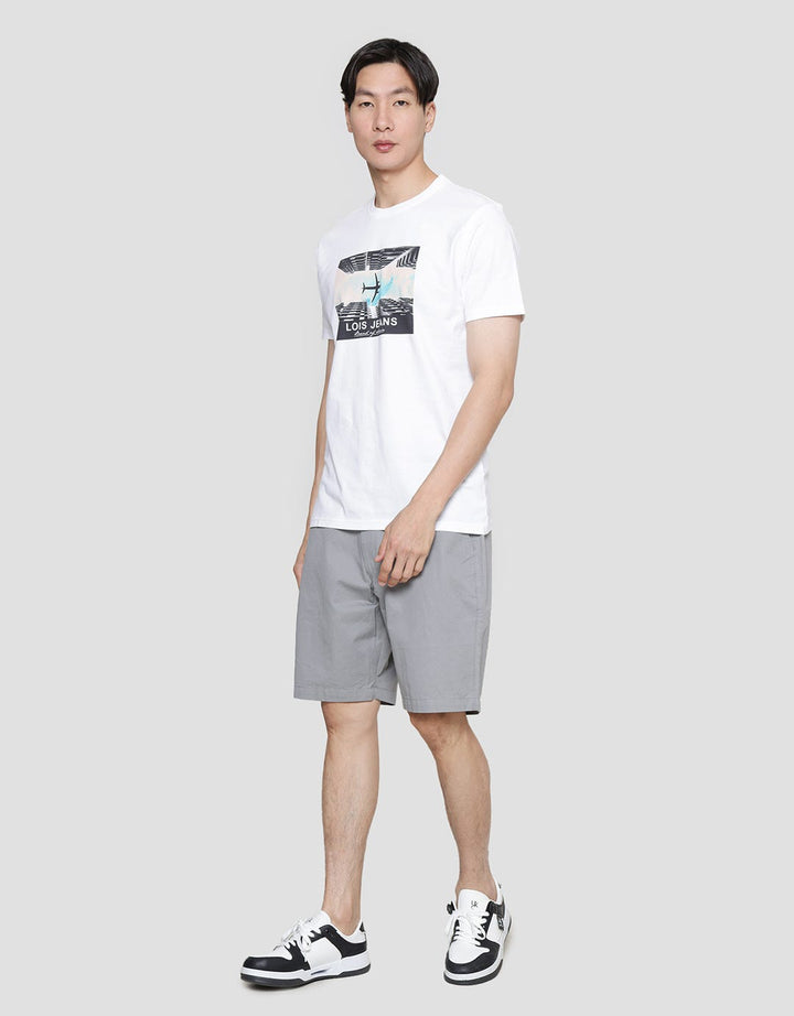 Lois Plane Print Kaos Lengan Pendek Pria