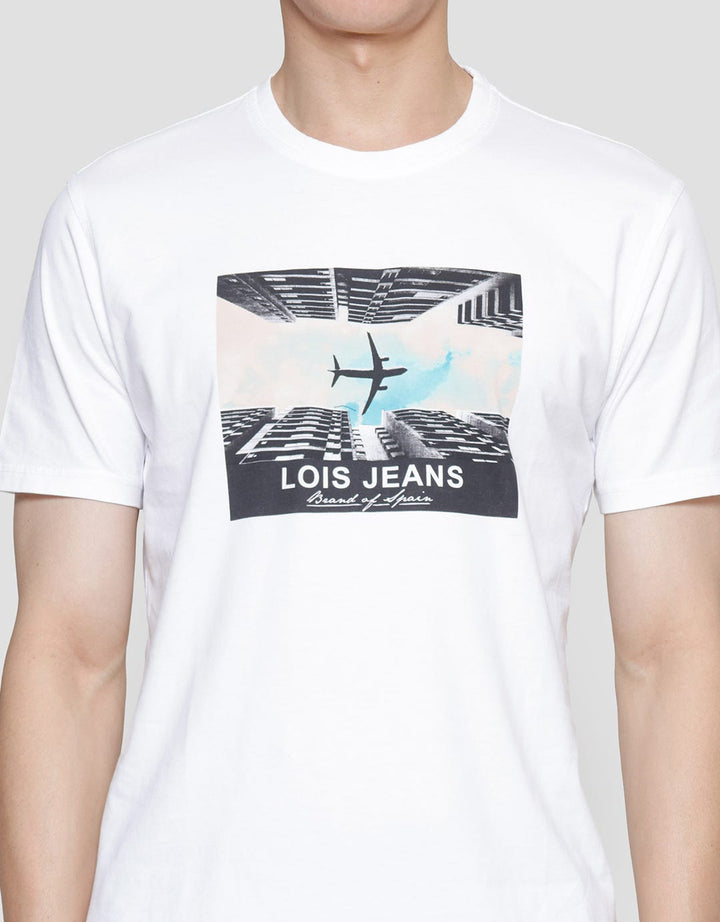 Lois Plane Print Kaos Lengan Pendek Pria