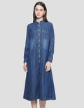 Triset Casual Denim Look Dress Wanita