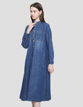 Triset Casual Denim Look Dress Wanita