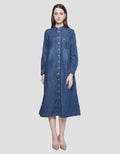 Triset Casual Denim Look Dress Wanita