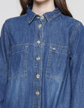 Triset Casual Denim Look Dress Wanita