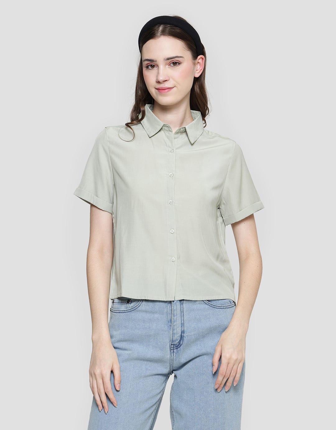 Nevada Top Boxy Kemeja Lengan Pendek Wanita