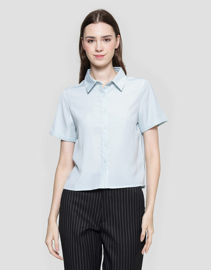 Nevada Top Boxy Kemeja Lengan Pendek Wanita