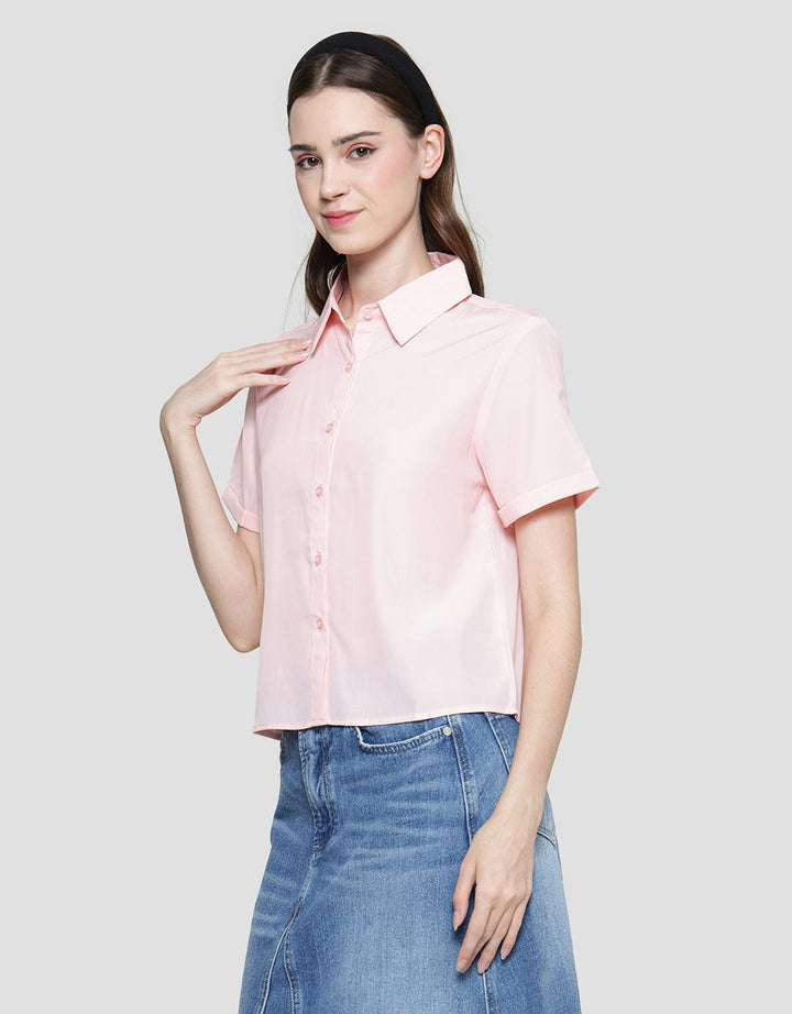 Nevada Top Boxy Kemeja Lengan Pendek Wanita