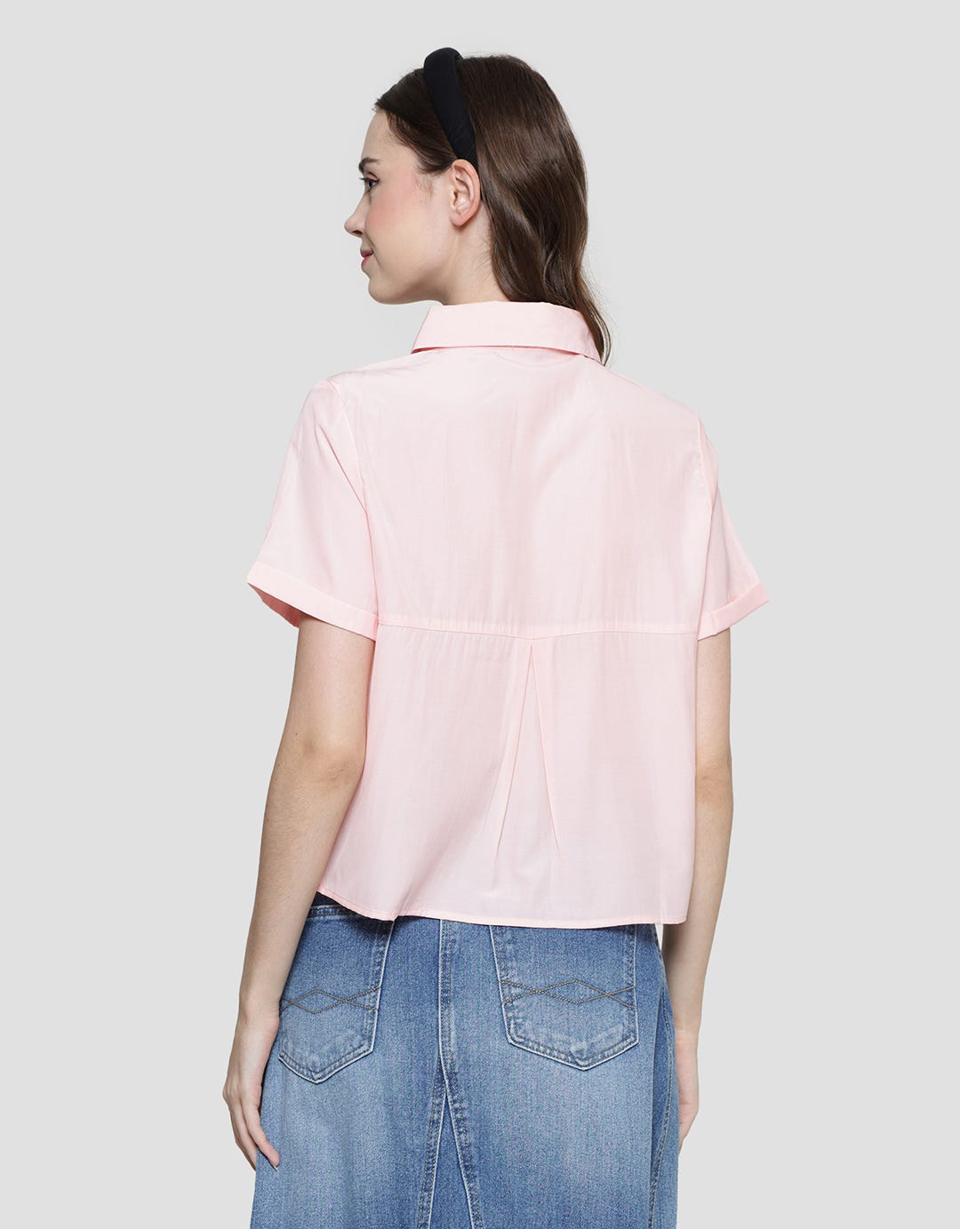 Nevada Top Boxy Kemeja Lengan Pendek Wanita