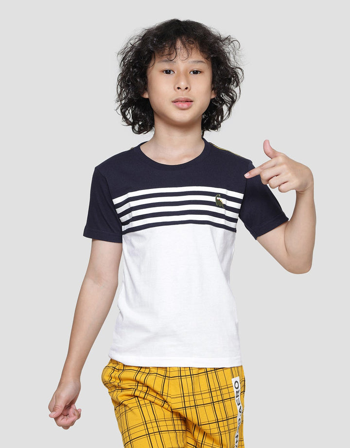 Little M Cut N Sewn Stripe Boys Short Sleeve T-Shirt