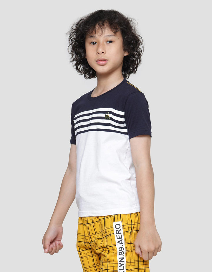 Little M Cut N Sewn Stripe Boys Short Sleeve T-Shirt