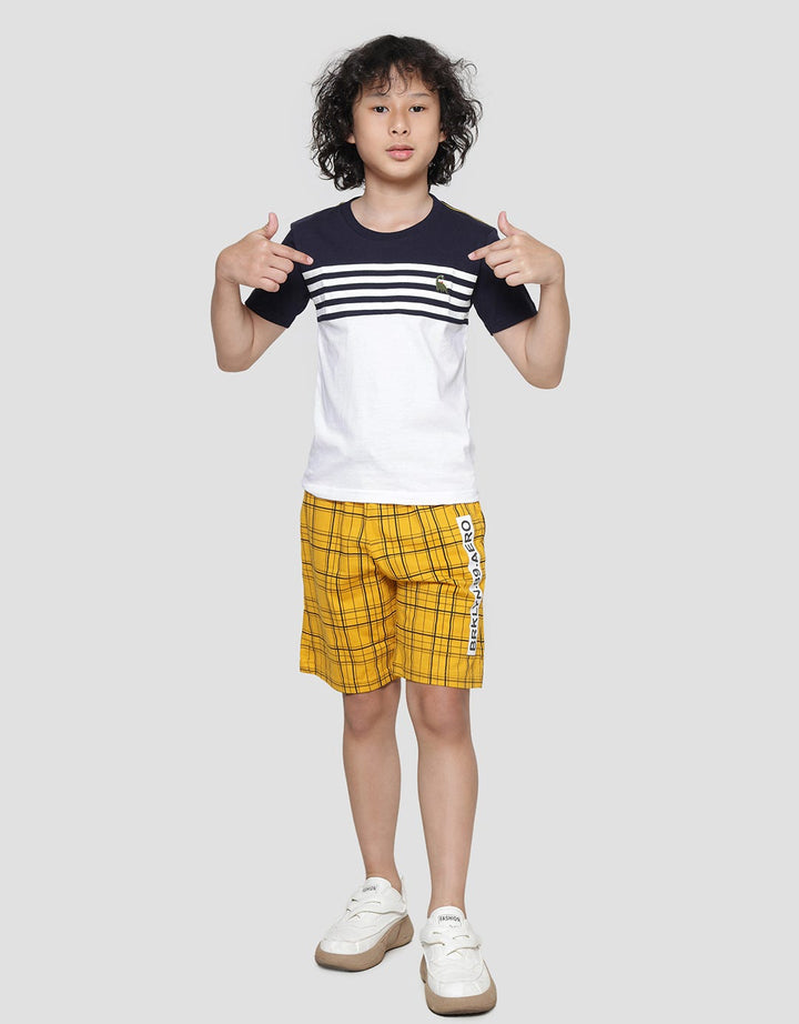 Little M Cut N Sewn Stripe Boys Short Sleeve T-Shirt