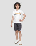 Little M Print Garis Dada Kaos Lengan Pendek Anak Laki-Laki