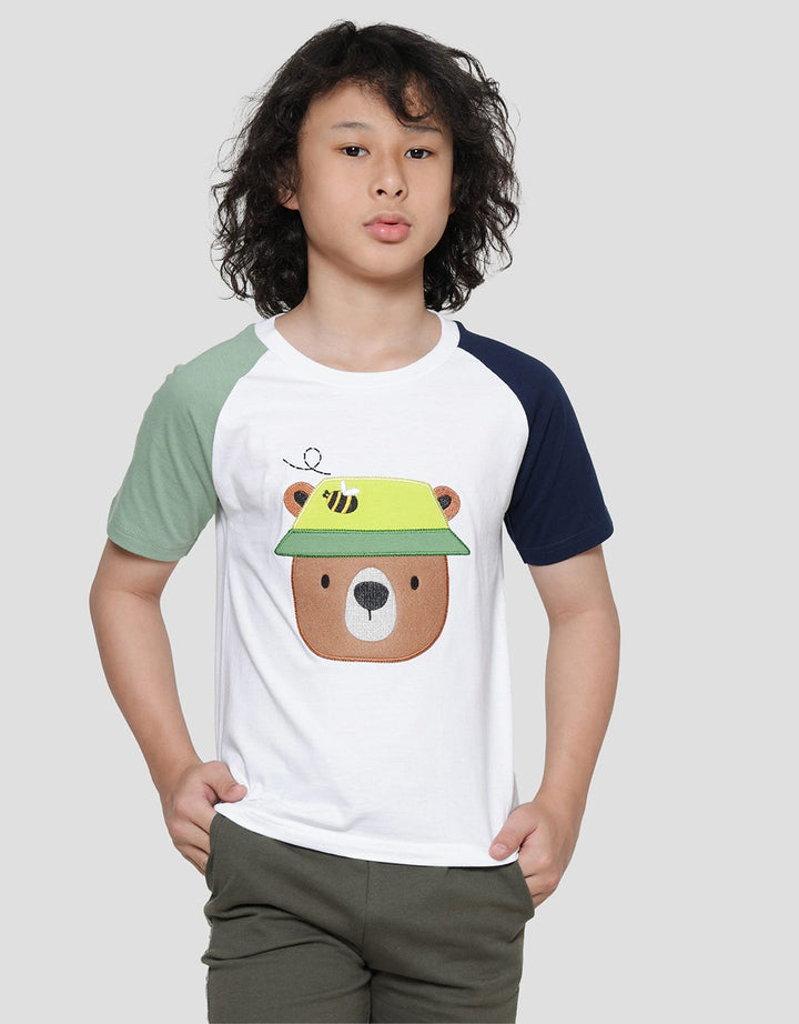 Little M Raglan Dino Kaos Lengan Pendek Anak Laki-Laki