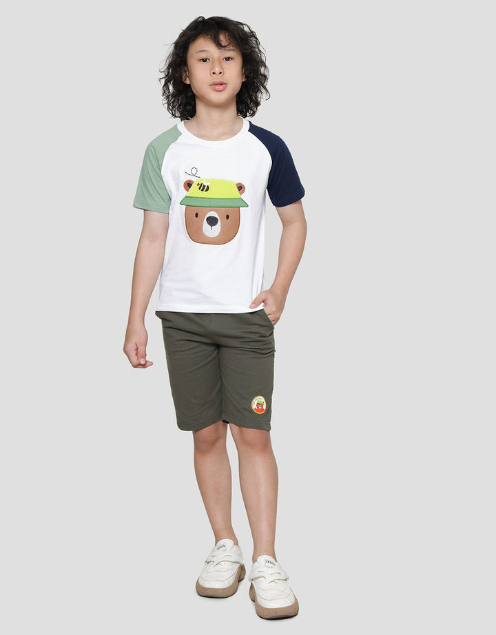 Little M Raglan Dino Kaos Lengan Pendek Anak Laki-Laki