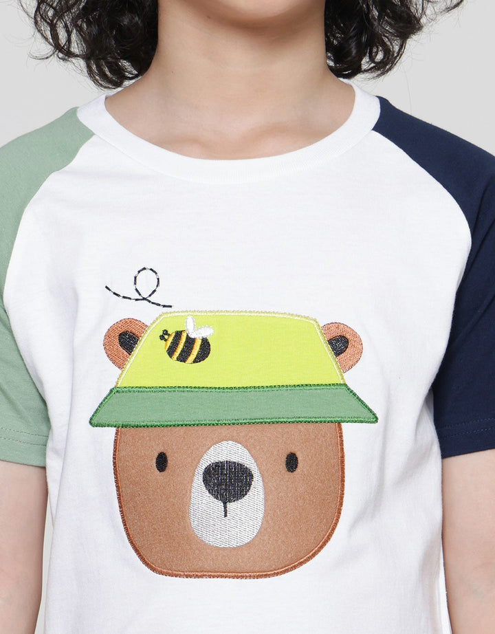 Little M Raglan Dino Kaos Lengan Pendek Anak Laki-Laki