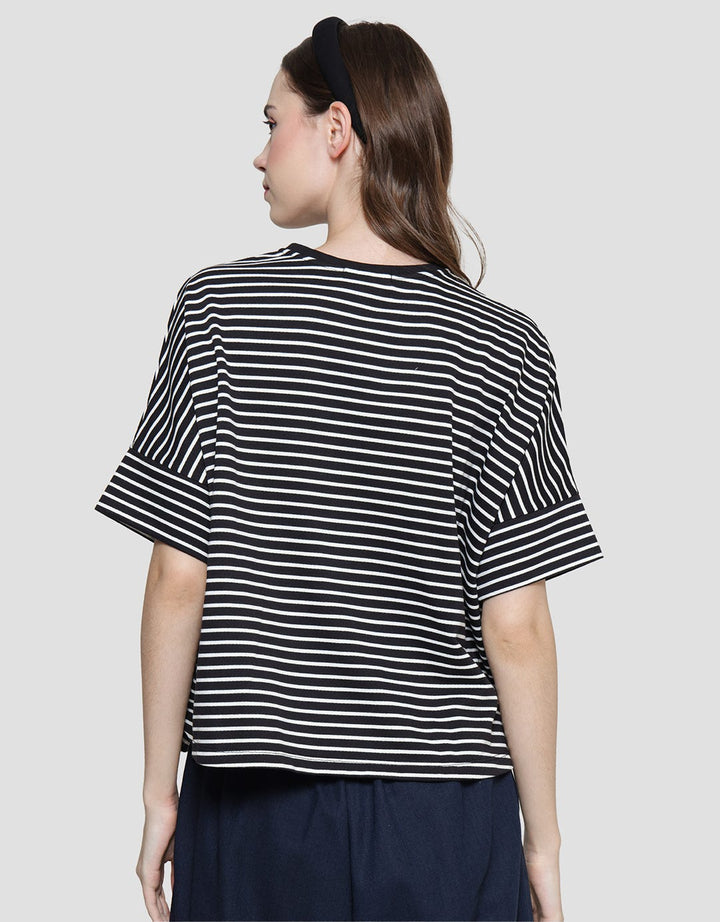 Connexion Stripe Kaos Lengan Pendek Wanita
