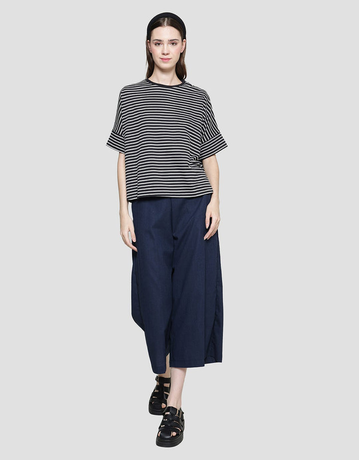 Connexion Stripe Kaos Lengan Pendek Wanita