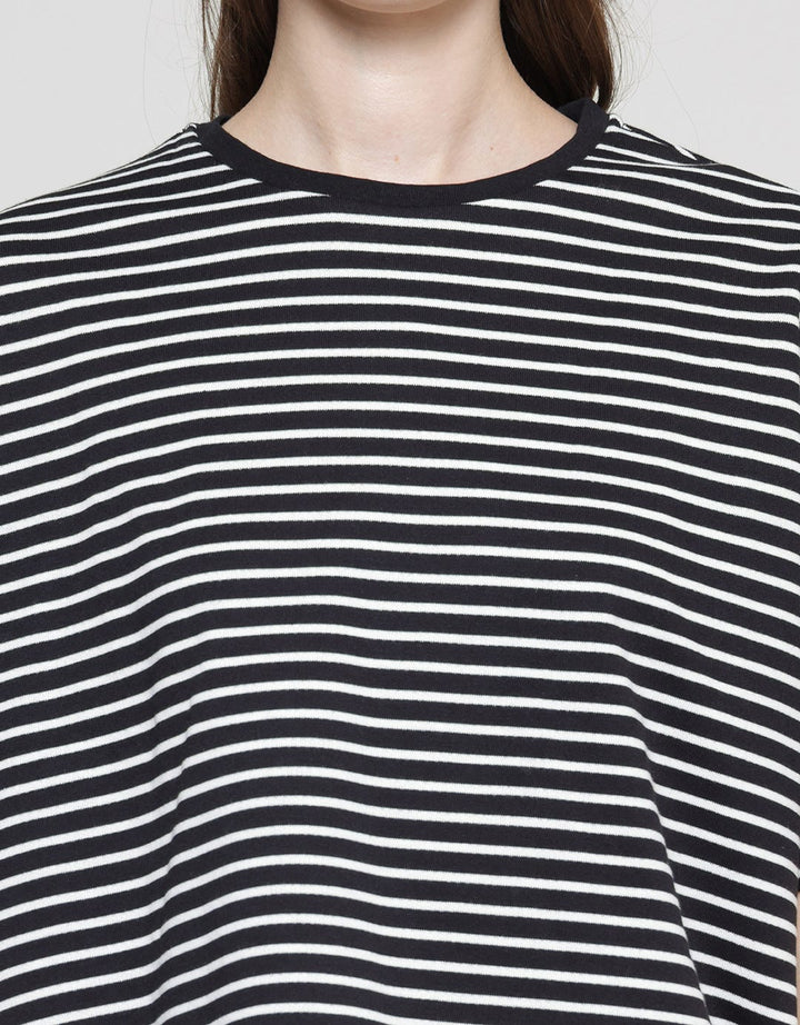 Connexion Stripe Kaos Lengan Pendek Wanita