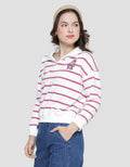 Disney Collar Stripe Lotso Print Sweater Wanita