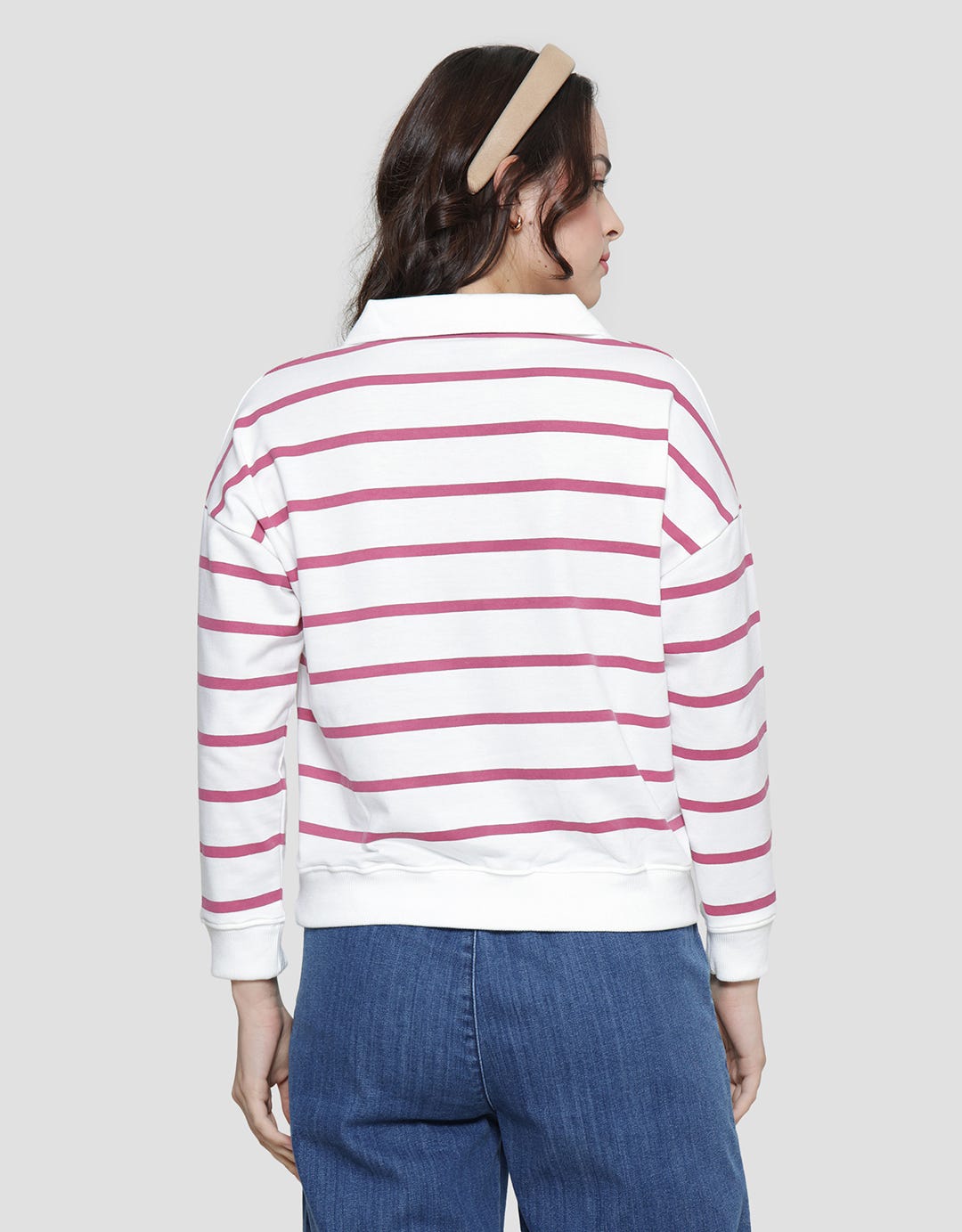 Disney Collar Stripe Lotso Print Women's Sweater