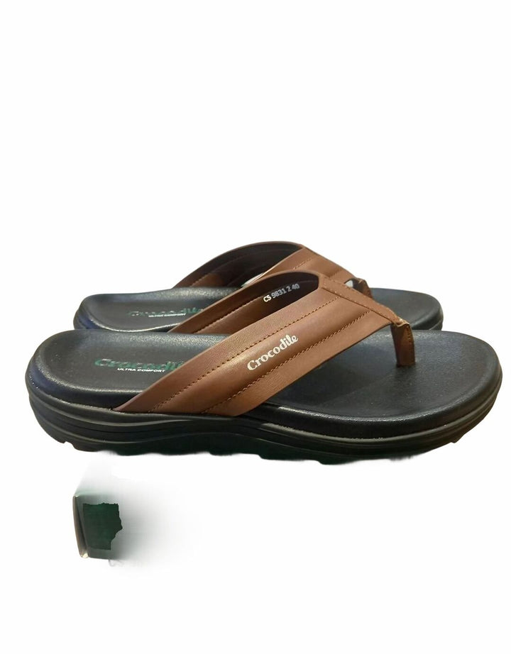 Crocodile Kulit Anti Selip Sandal Polos Pria