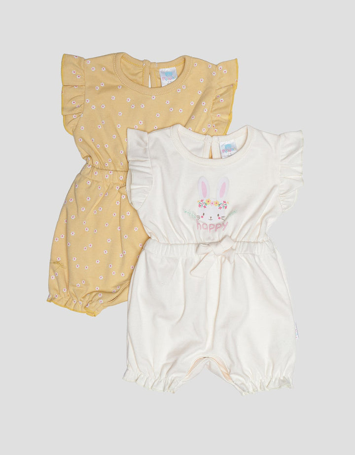 Pipiniko Bunny Happy Cream Multipack Romper Anak Perempuan