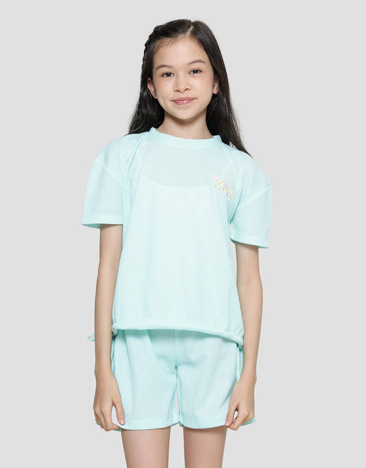 Aero Knit Henley Baju Set Anak Perempuan