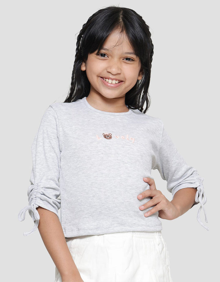 Little M Drawstring Sleeve Girls T-Shirt