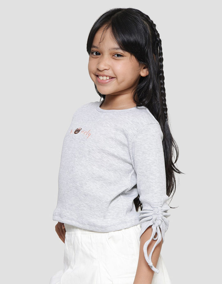 Little M Drawstring Sleeve Girls T-Shirt