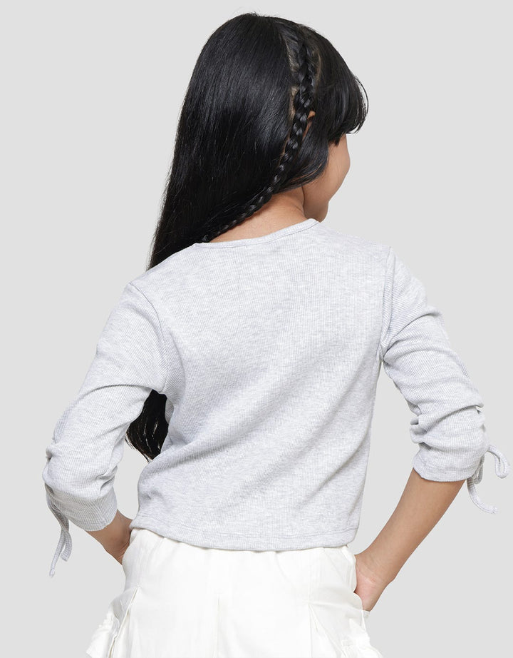Little M Drawstring Sleeve Girls T-Shirt