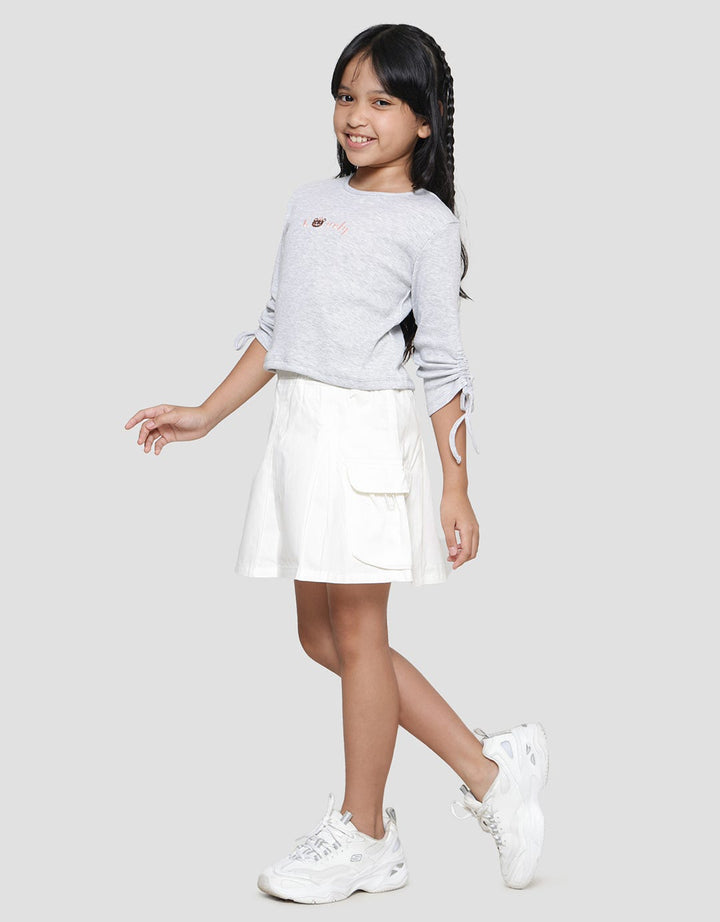 Little M Drawstring Sleeve Girls T-Shirt