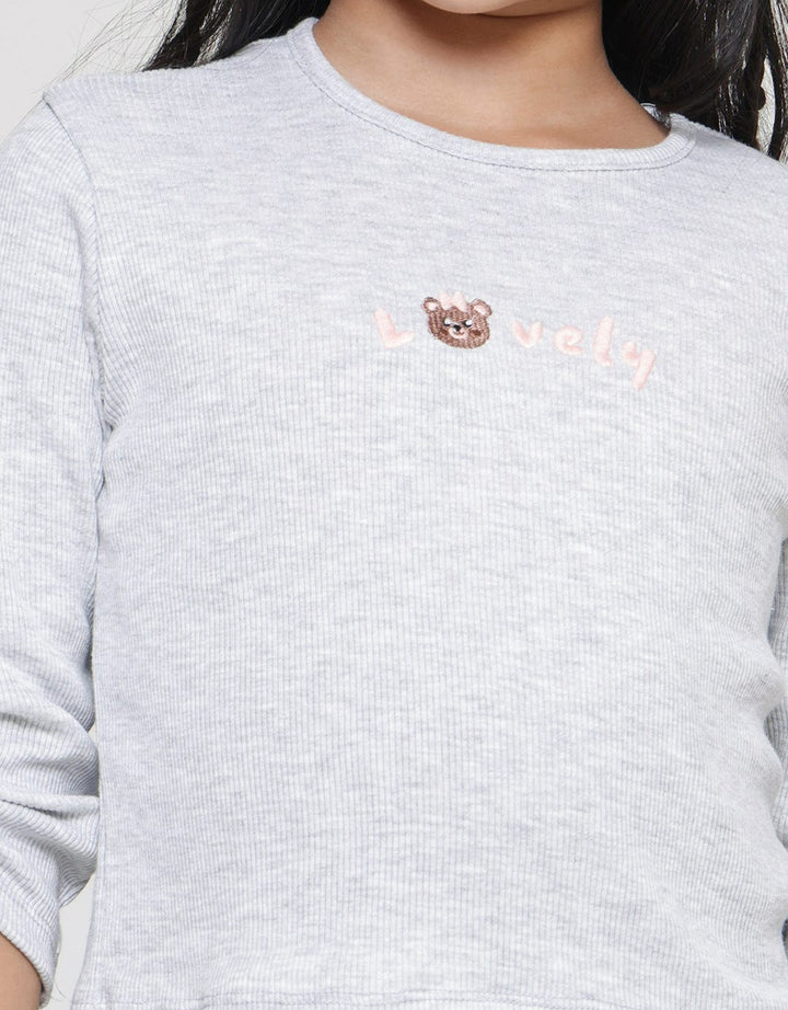 Little M Drawstring Sleeve Girls T-Shirt