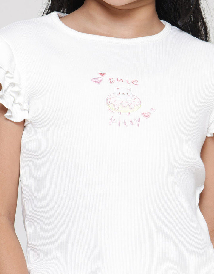 Little M Ruffle Double Girls T-Shirt