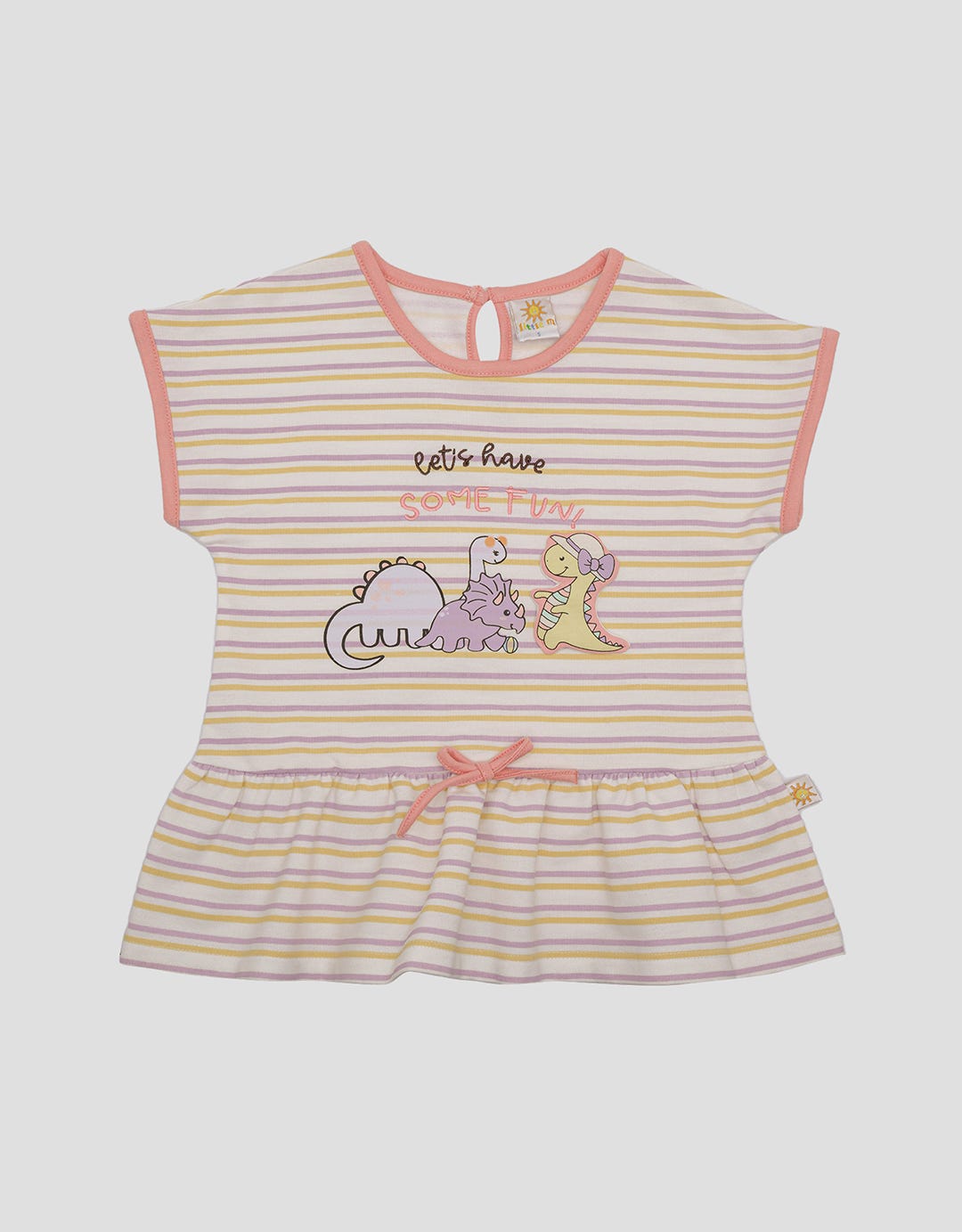 Little M Stripe Dino Anak Kaos Lengan Pendek Anak Perempuan