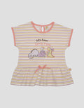 Little M Stripe Dino Anak Kaos Lengan Pendek Anak Perempuan