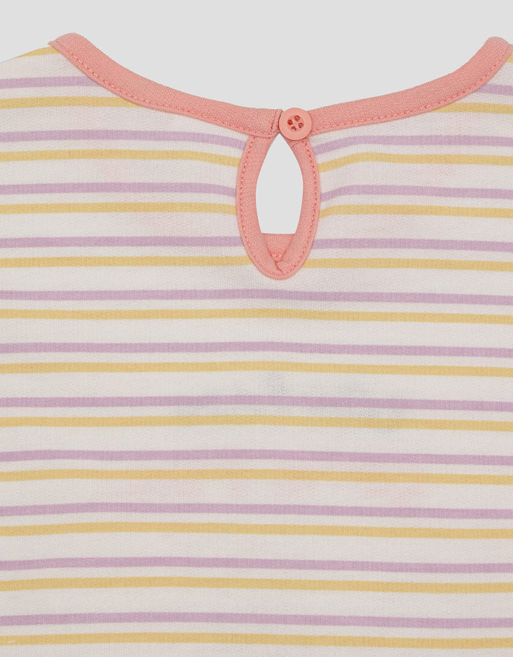 Little M Stripe Dino Anak Kaos Lengan Pendek Anak Perempuan