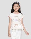 Little M Stripe Dino Anak Kaos Lengan Pendek Anak Perempuan