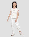 Little M Stripe Dino Anak Kaos Lengan Pendek Anak Perempuan