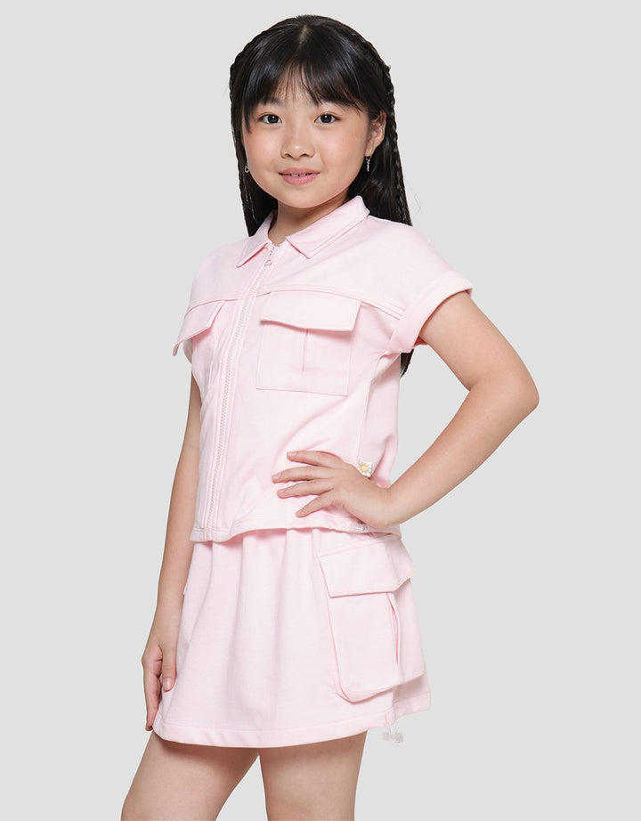 Little M Zipper Cargo Short Sleeve T-shirt for Girls