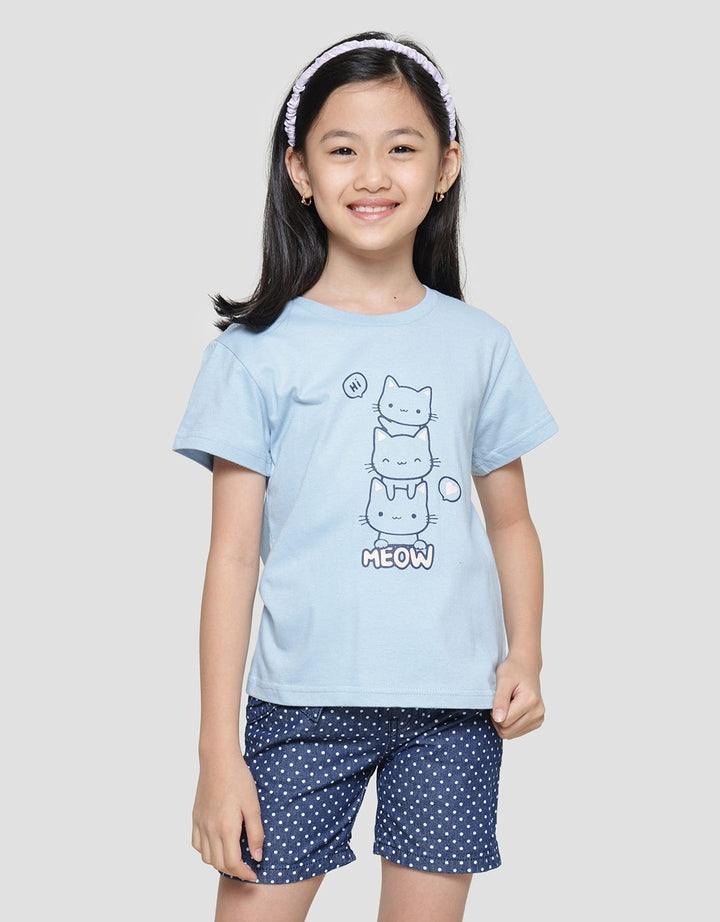 Little m Cat Meow Kaos Anak Perempuan